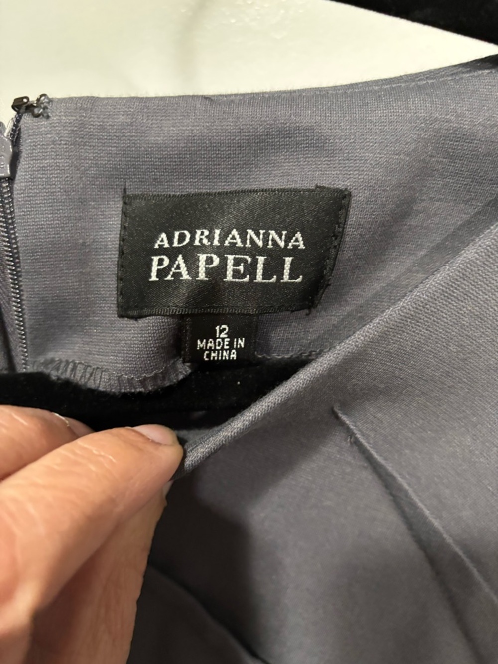 Adrianna Papell Charcoal Gray Long Sleeve Sheath Dress with Pintuck Size 12 - Picture 2 of 10